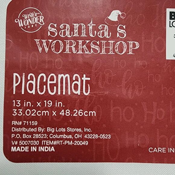 Santa's Workshop Embroidered Sleigh Placemats White Red Trim Christmas Set of 4 - Picture 9 of 12